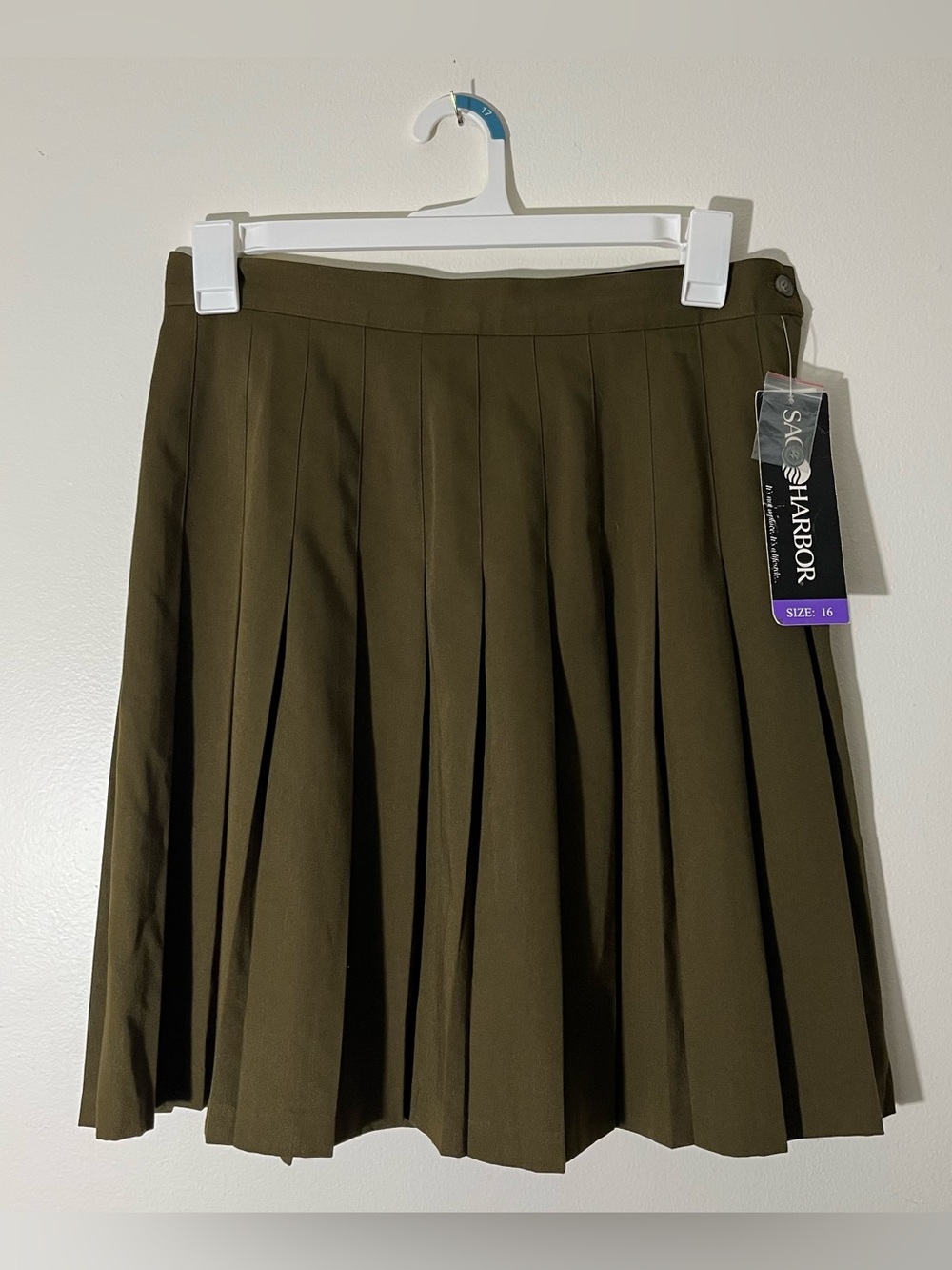 Vintage Sag Harbor Pleated Olive Green Dark Academia Skirt Size 10 (estimated)